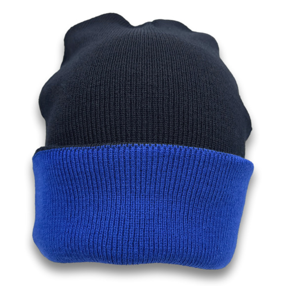 Long Cuffed Double Layered Beanie Thick Two-Tone Winter Ski Hat Snowboard Cap - Picture 1 of 10